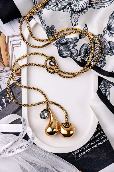 Колье (кристалл медовый, графит, 98 см) Италия Claudio Canzian 002 05 869