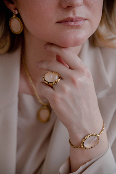 Кольцо (розовый кварц, 3,1х2,4 см) Италия Claudio Canzian 002 01 530