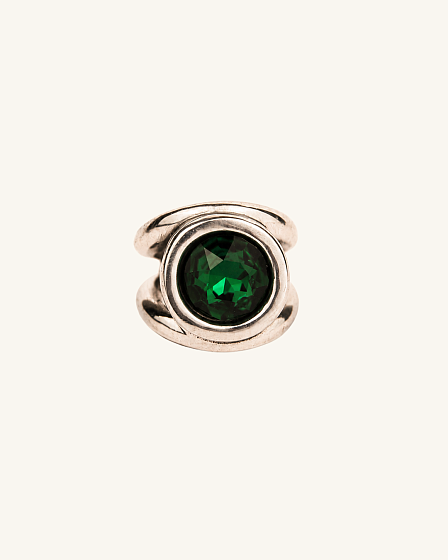 картинка Кольцо р.16 (кристалл зеленый, 1.8х1.8 см, г/п: серебро) 266502-08-1 Ciclon Эклипс Испания ювелирный  магазин Калина являющийся официальным дистрибьютором в России 