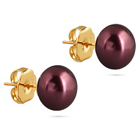 Пусеты (майорка 12 мм бургунди, г/п: золото) Uvelina MG00 0009G-16E