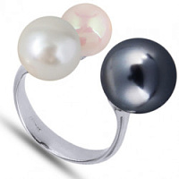 Кольцо (Майорка белая, розовая, темно-серая, г/п: родий, от 16) Uvelina MK52 0019R-26