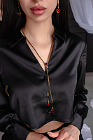 Колье Сердца (кристалл красный, 58.5+19.5 см, 1,5х1,4 см) Италия Claudio Canzian 002 05 885