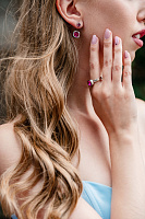 Серьги Теннис (Кристалл фуксия 4мм, 8 мм, г/п: родий) Uvelina SW00 0004R-502E