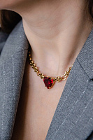 Колье Сердце (кристалл красный, 49 см, 0.7 см.,1,6х1,4 см) Италия Claudio Canzian 002 05 835