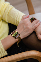 Браслет (Кристалл оливковый, клюквенный, 4х3 см, 16-22 см) Италия Claudio Canzian 002 04 527