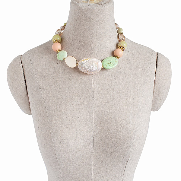 Колье (Варисцит, морская ракушка, палис.дерево) 10108161 Россия