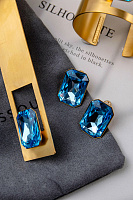 Серьги Allum (кристалл голубой,  2х2.8 см, г/п: золото) Греция KV KV26.1-308969GAQUAMARINE