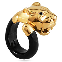 Кольцо Пантера (кристаллы черные, эмаль черная, г/п: золото, р.18) EX00 0010G-280R Uvelina   