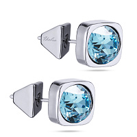 Пусеты Теннис (кристаллы аквамарин, г/п: родий 8 мм) Uvelina SW00 0010R-202E1