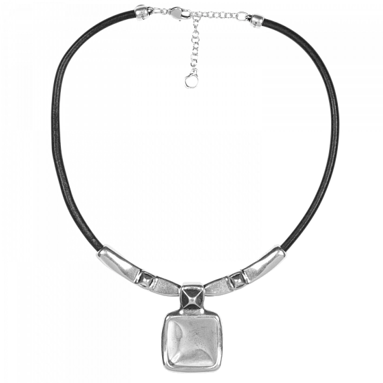 картинка Колье (г/п: серебро, регулир., натуральная кожа)  243802-00 Испания  Ciclon Kubik  ювелирный  магазин Калина являющийся официальным дистрибьютором в России 
