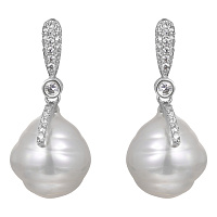 Серьги (майорка, кристаллы, г/п: родий, 3,2х1,5 см, 10гр) Испания Madreperla 020 02 108