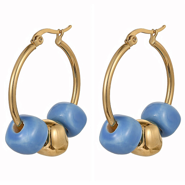 Серьги (керамика голубой, г/п: золото, 3.5х3 см) Испания 01902018 Maximilianas