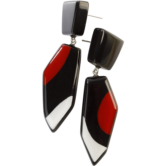 картинка Серьги Prue indy красный/черный/белый, Голландия ZSISKA ювелирный  магазин Калина являющийся официальным дистрибьютором в России 