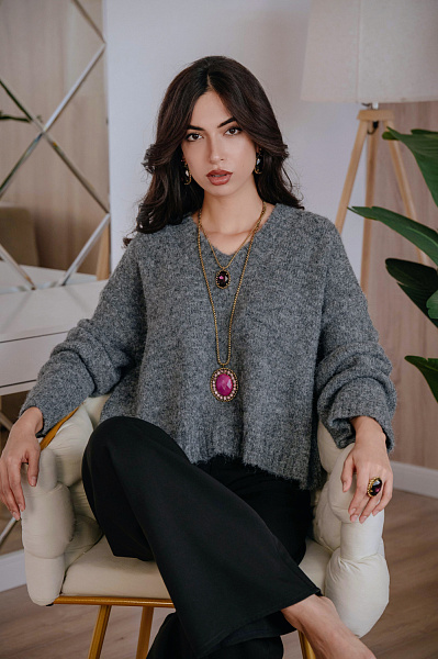 Колье (Кристаллы пурпурные, розоаые, агат, г/п: золото) Италия  Claudio Canzian 002 05 734