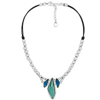 Колье (муранское стекло - голубой, нат.кожа, 44-49 см) 241816-36 Испания Ciclon Aqua