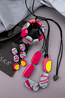 Колье Century (фуксия, мята, желтый, дл.регулируется) Голландия ZSISKA