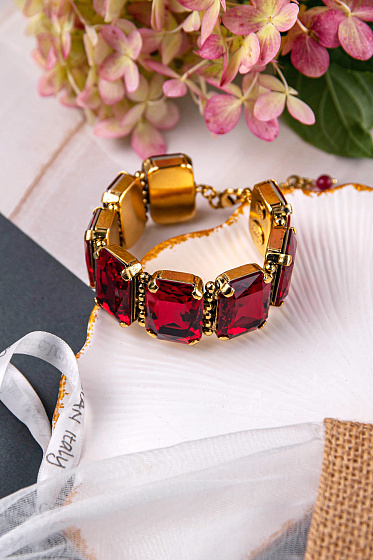 картинка Браслет Valentino Rosso (кристалл красный, 2.5х24 см) Италия Claudio Canzian 002 04 543 ювелирный  магазин Калина являющийся официальным дистрибьютором в России 