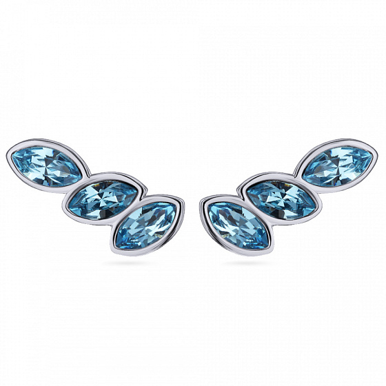 картинка Серьги Эдем (кристаллы аквамарин, г/п: родий) Uvelina SW00 0110R-202E ювелирный  магазин Калина являющийся официальным дистрибьютором в России 