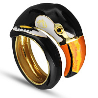 Кольцо Тукан (Эмаль оранжевая, черная, г/п: золото, р.18)  Uvelina EX00 0030GO-00R