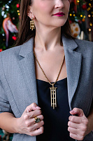 Колье Арт-деко (кристаллы черный, графит, 8,5х2,6 см, 63+6 см) Италия Claudio Canzian 002 05 826