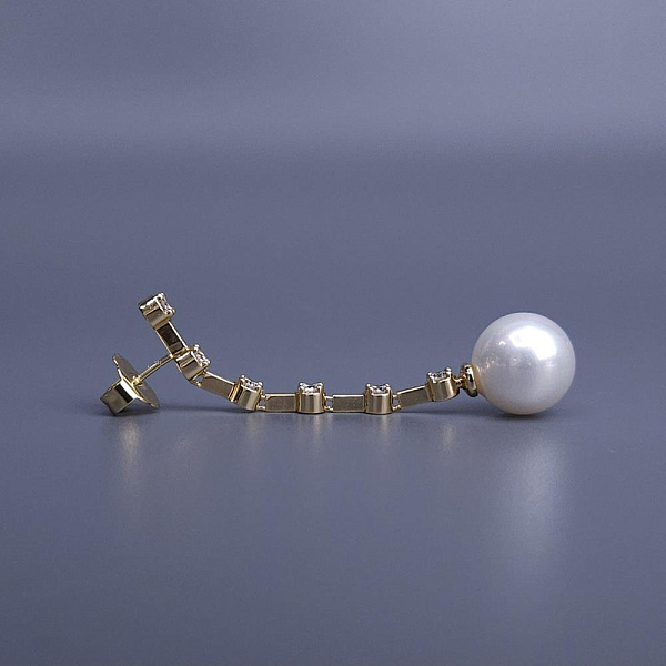 Серьги (майорка, кубический цирконий, г/п: золото, 6,5х1,4 см, 10гр.) Испания Madreperla 020 02 100