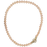 Колье (Жемчуг нежный персик 7-8мм,цирконы, г/п: золото 45 см) Uvelina NR73 0062G-50N