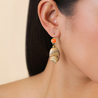 Серьги Tivoli (Говлит, яшма, 4,5х1,5 см) 12-90227 Франция Nature Bijjoux