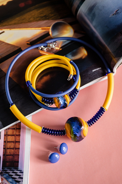 Колье Masso синий/желтый Италия ENZO BENZO 