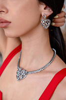 Серьги Сердца (кристалл прозрачный, г/п: родий, 4,3х3 см, 15 гр) Италия  Claudio Canzian 002 02 772