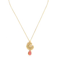 Колье WATER LILY (кристалл персиковый, 48 см,6,95 гр, г/п: золото) 15--31861 Франция Ori-Tao