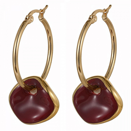картинка Серьги (керамика бордо, г/п: золото, 4.2х2.9 см, 9 гр.) Испания 01902013 Maximilianas ювелирный  магазин Калина являющийся официальным дистрибьютором в России 