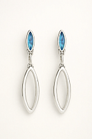 Серьги Ciclon 264601-07 (кристалл бирюзовый, г/п: серебро, 6.7х1.4 см) Испания Vaina 