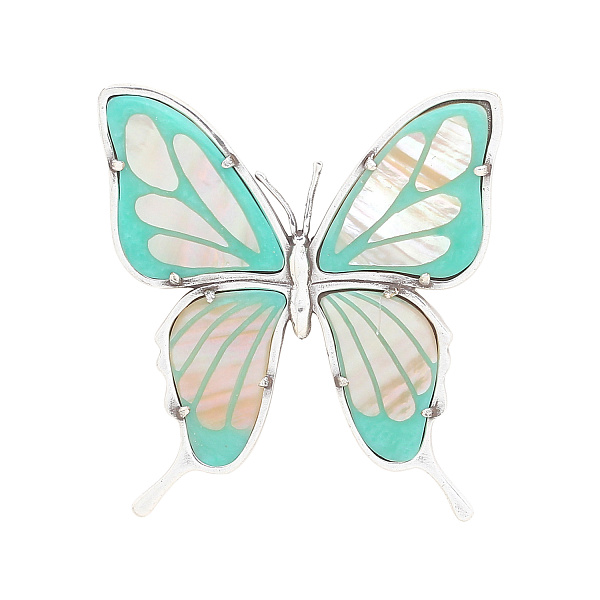 Брошь Mariposa (перламутр, г/п: серебро) 10-23910 Франция Nature Bijjoux 