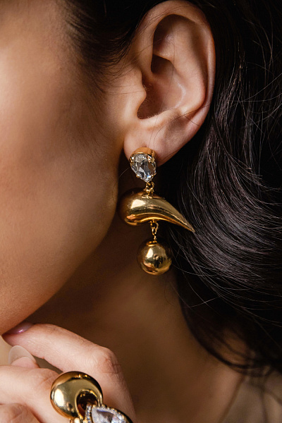 Серьги (кристалл прозрачный, 5.3х3.2 см) Италия Claudio Canzian 002 02 908