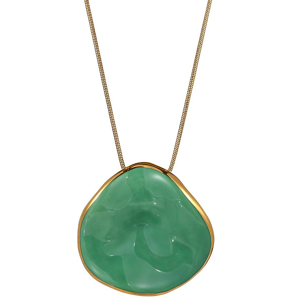 Колье (керамика зеленый, г/п: золото, длина 60 см, 5х4.7 см) Испания  01905014 Maximilianas