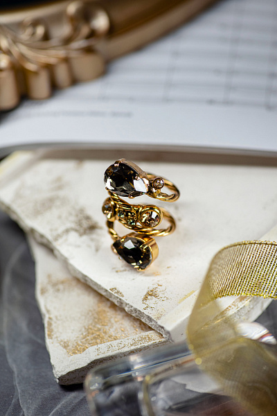 Кольцо (кристалл графит, медовый) Италия Claudio Canzian 002 01 212