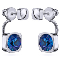 Серьги Теннис (кристаллы королевский синий, г/п: родий 8 мм) Uvelina SW00 0006R-110E