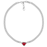 Колье муранское стекло - красный, г/п: серебро, 45+6 см, 241807-03 Испания Ciclon New Cuore