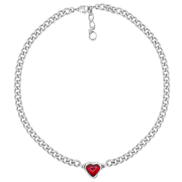 Колье муранское стекло - красный, г/п: серебро, 45+6 см, 241807-03 Испания Ciclon New Cuore