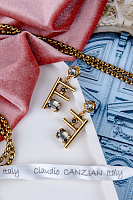 Серьги Арт деко (кристаллы графит, черный, 3,8х1,6 см) Италия Claudio Canzian 002 02 847