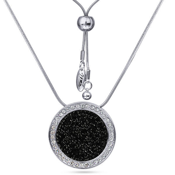 Колье Галактика (Кристаллы черные, г/п: родий, 86 см) Uvelina SW00 0060R-280P1