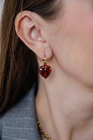 Серьги Сердце (Кристалл красный, 2,7х1,4 см, 7 гр) Италия Claudio Canzian 002 02 740