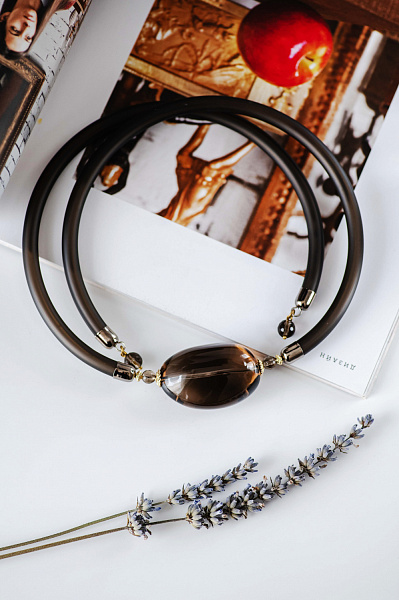 Колье (раухтопаз, каучук, г/п: золото) Италия Perfetto