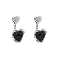 Серьги муранское стекло - черный, г/п: серебро 241602-01 Испания Ciclon New Cuore