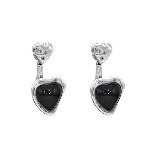 Серьги муранское стекло - черный, г/п: серебро 241602-01 Испания Ciclon New Cuore