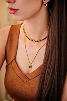 Кулон Теннис (кристалл черный, г/п: золото 8 мм, 50-57 см) Uvelina SW00 0010G-280P