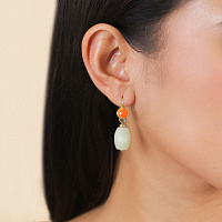 Серьги Tivoli (Говлит, нефрит, 3,6х1,2 см) 12-90228 Франция Nature Bijjoux