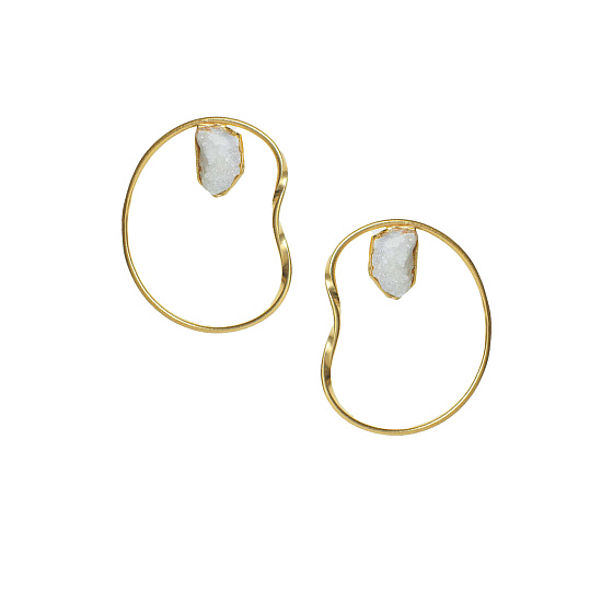 картинка Серьги Philautia (с друзой агата, белый, г/п: золото) Греция Katerina Vassou KV25.1-403203G ювелирный  магазин Калина являющийся официальным дистрибьютором в России 