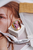 Кольцо (кристаллы розовые, лунные, 3х2,5 см) Италия  Claudio Canzian 002 01 484