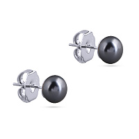 Пусеты (Майорка 8 мм темно-серая, г/п: родий ) Uvelina MG00 0005R-06E